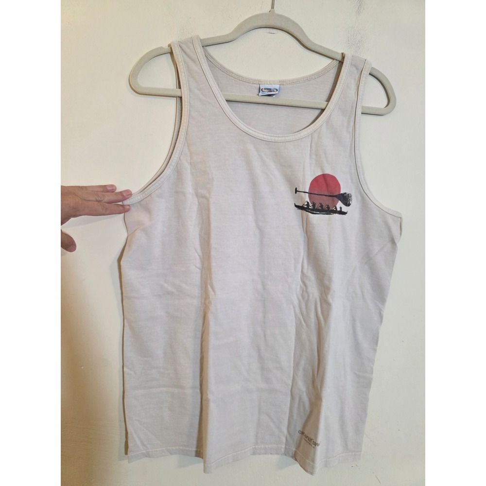 Crazy Shirts Hawaii Mens Medium Tank Top A Hui Hou Outrigger Canoe Coconut Dyed